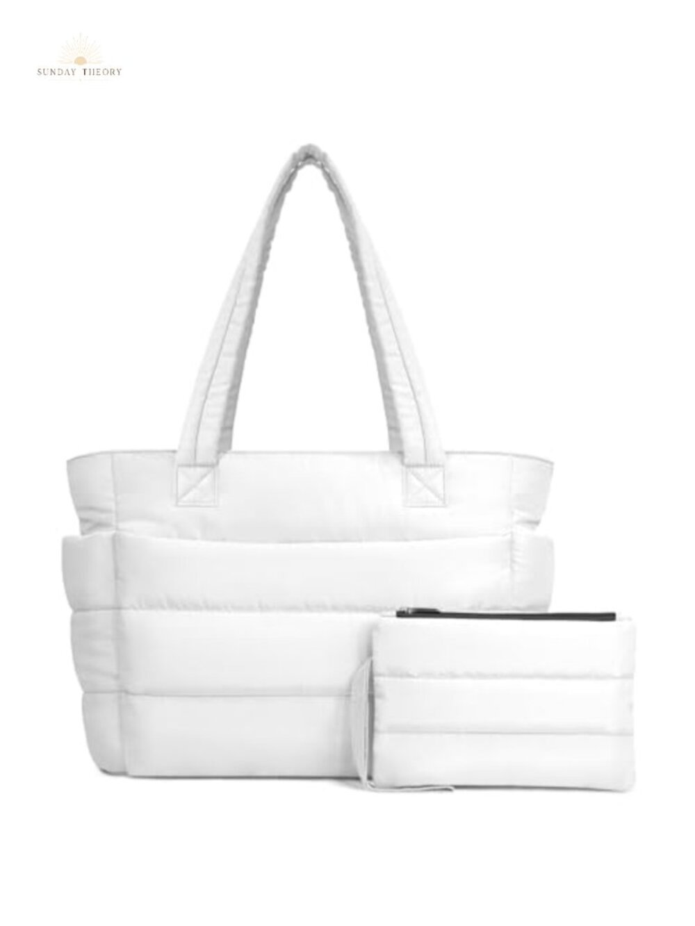 Lightweight Puffer Tote Bag with 9 Pockets, Quilted Shoulder Bag for Work Travel